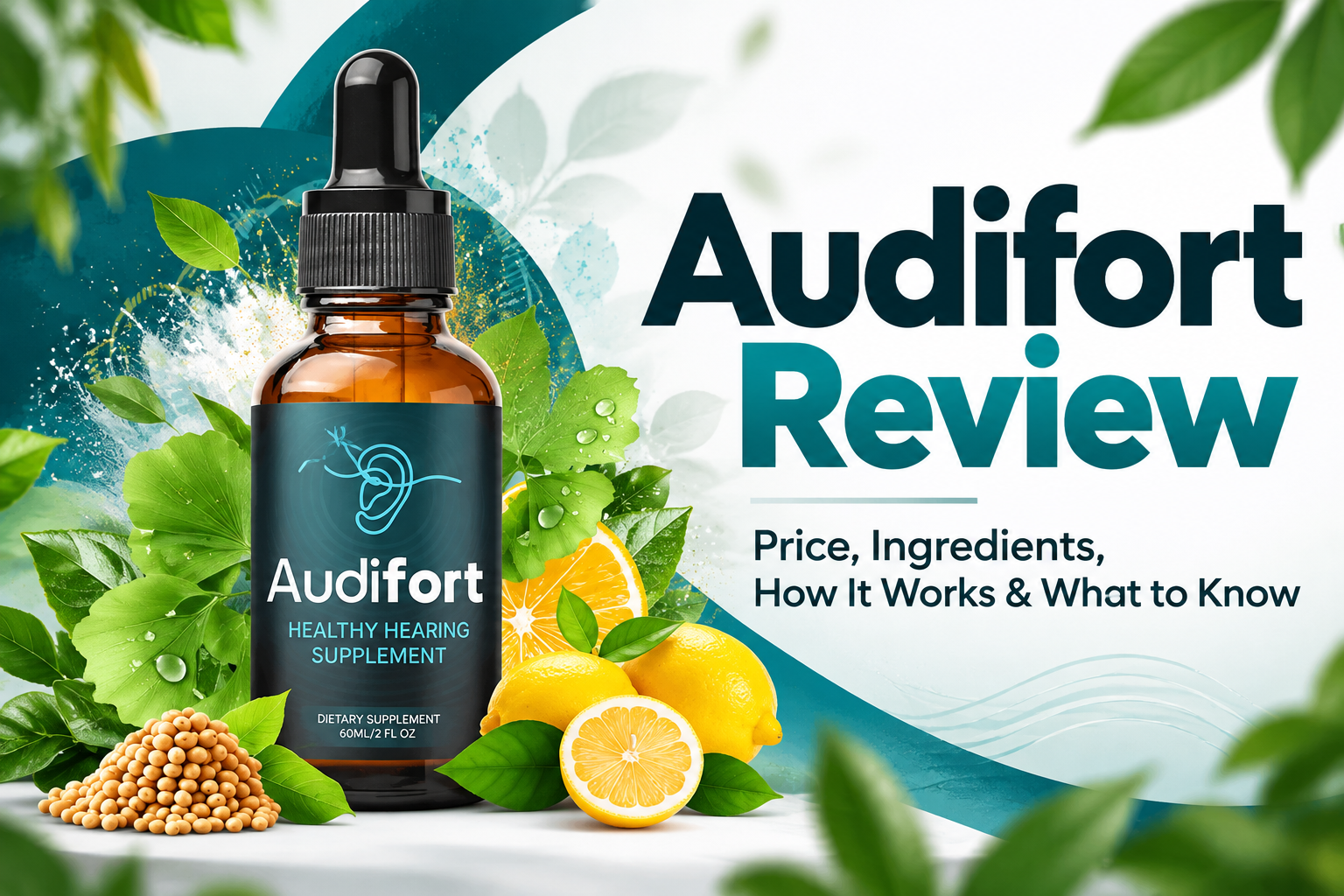 Audifort Review – product bottle with natural ingredients